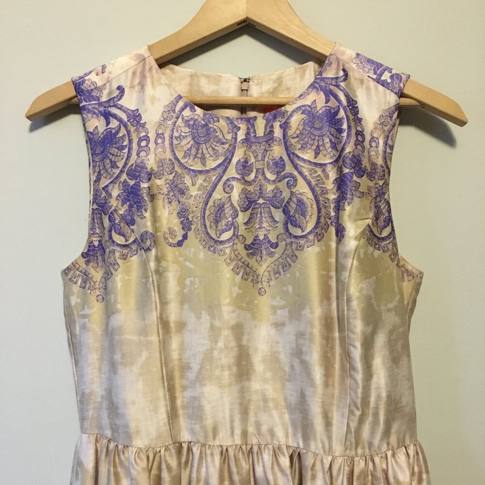 Prom Pink & Purple Satiny Damask Rococo A-Line Dress - Size 0 - Picture 5 of 16